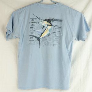 Columbia PFG Mens Blue Fishing Graphic T Shirt Size XL Blue Marlin